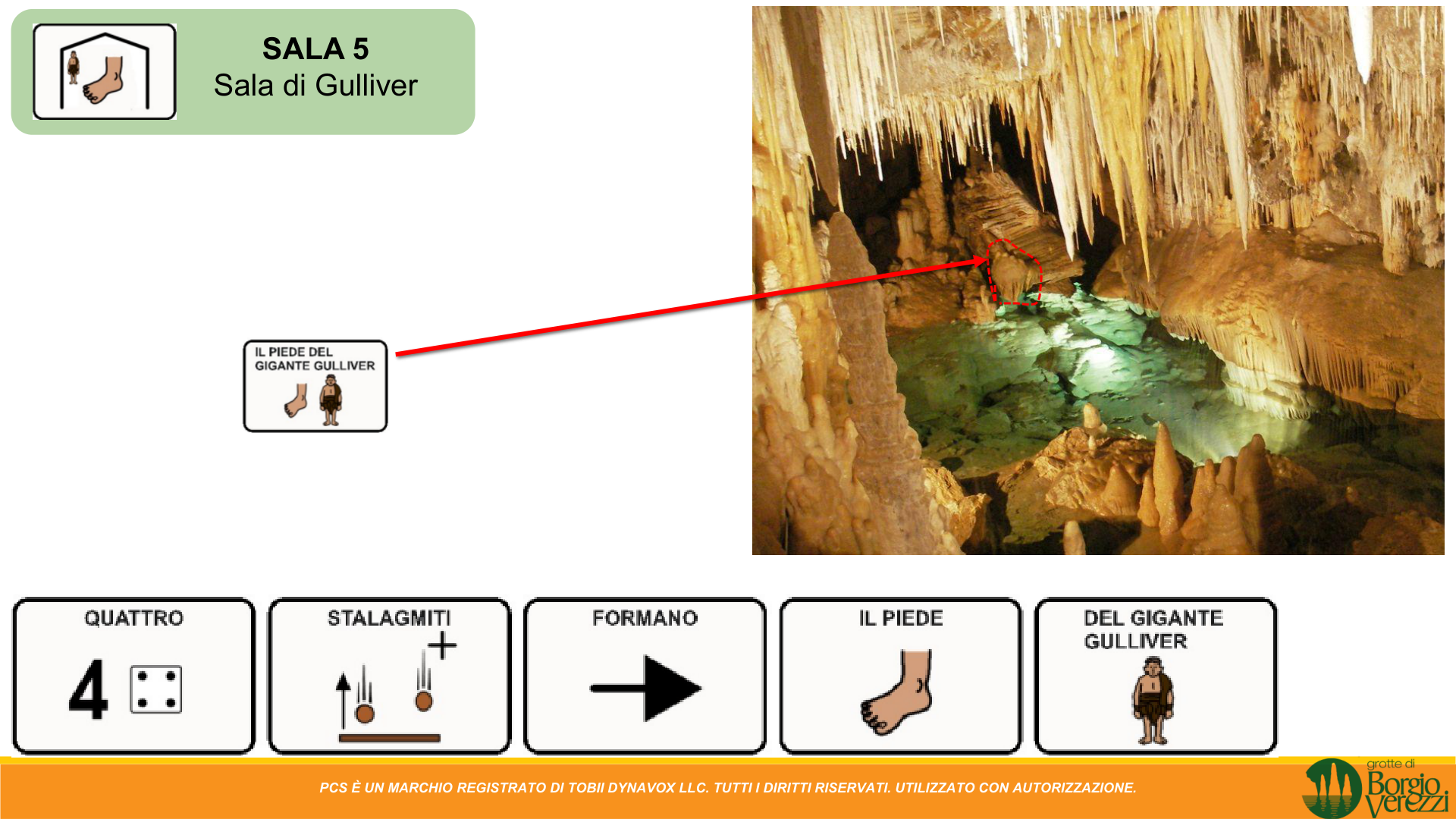Sala 5 – Gulliver: quattro stalagmiti formano il piede del gigante Gulliver